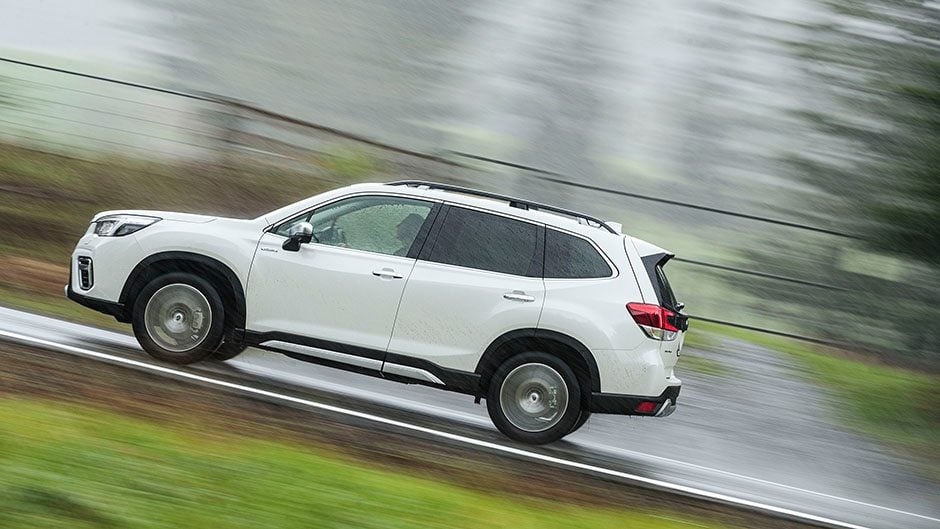 2020 Subaru Forester e-Boxer driving in rain