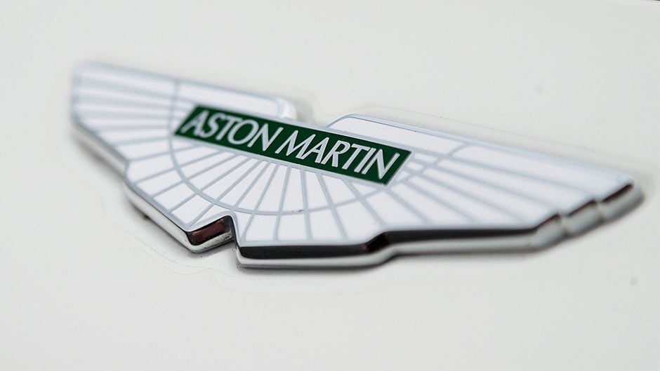Aston Martin badge close up view