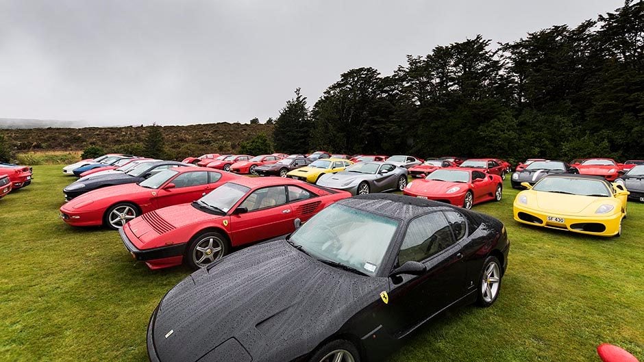 car park full of Ferraris