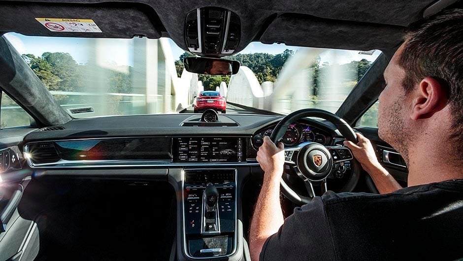 Porsche Panamera driving action