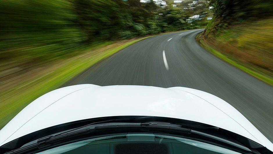 Porsche Taycan Turbo S bonnet action