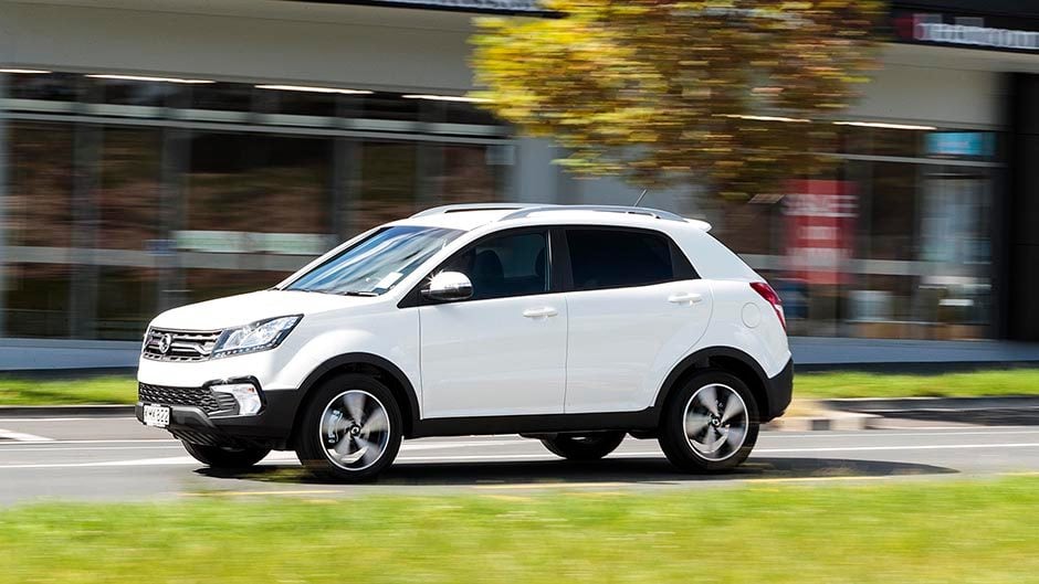 2017 SsangYong Korando SPR driving past shops