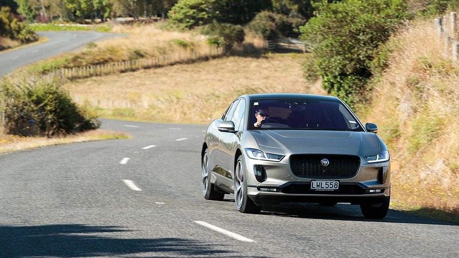 Jaguar I-Pace SE on windy road