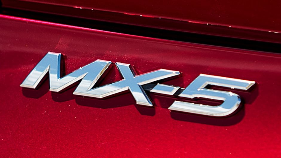 Mazda MX-5 badge close up view