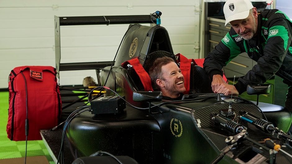 Rodin FZed with racer Gene Rollinson behind the wheel