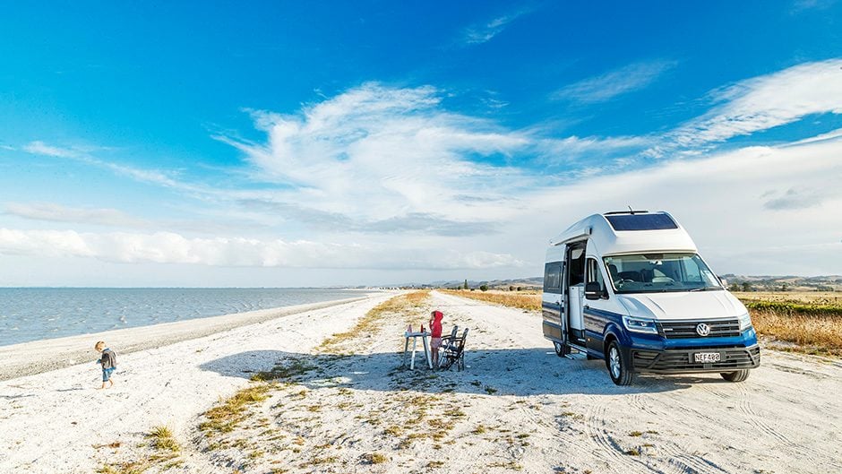 2020 Volkswagen Grand California 600 parked on beach