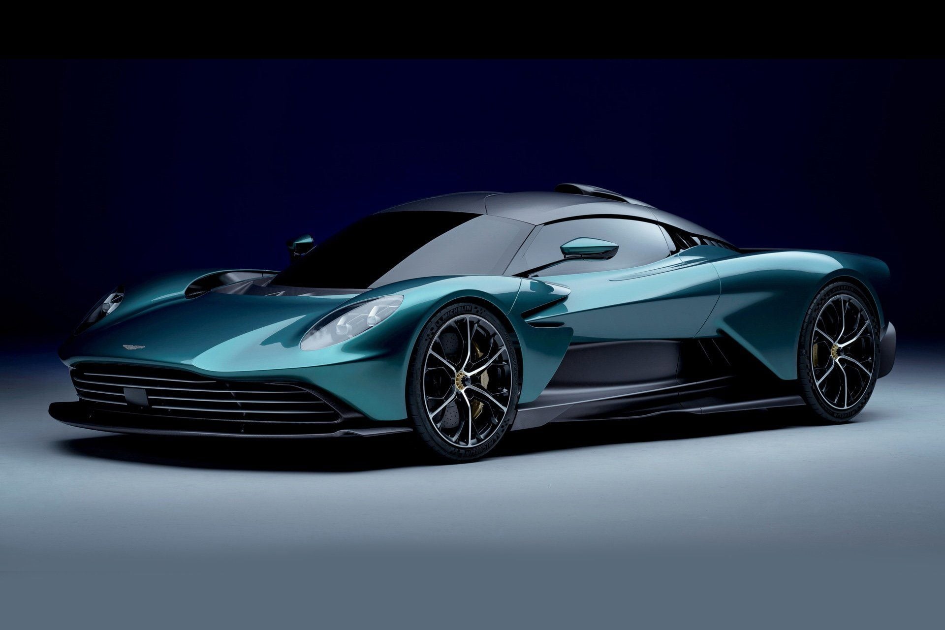Aston Martin Valhalla front three quarter view in studio