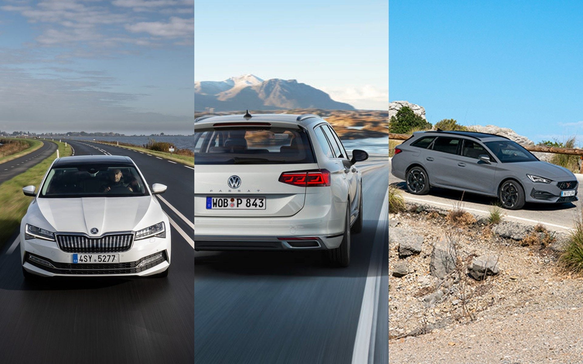 Skoda Superb, VW Passat, SEAT Leon collage