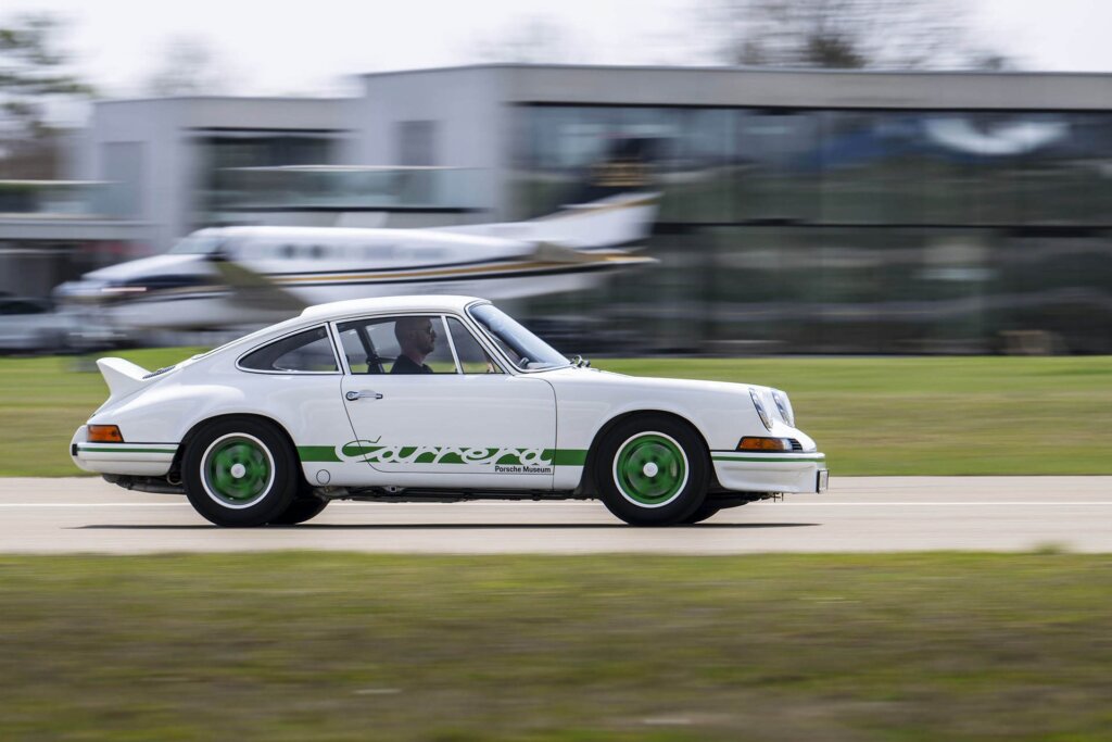 1973 Porsche 911 2.7 Carrera RS driving on runway