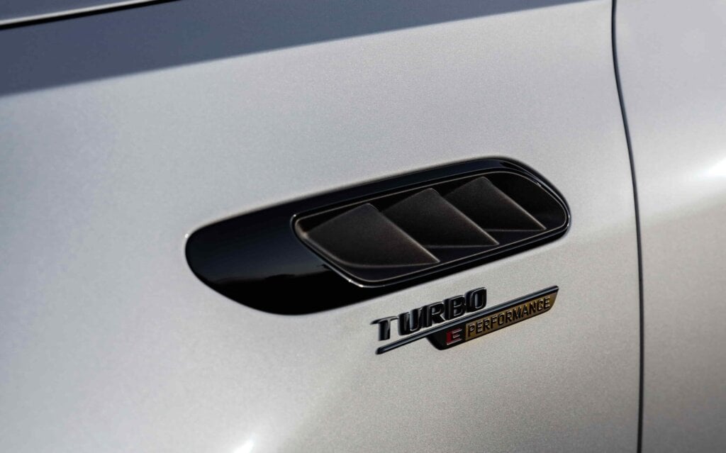 Mercedes-AMG C 63 E Performance badge close up view