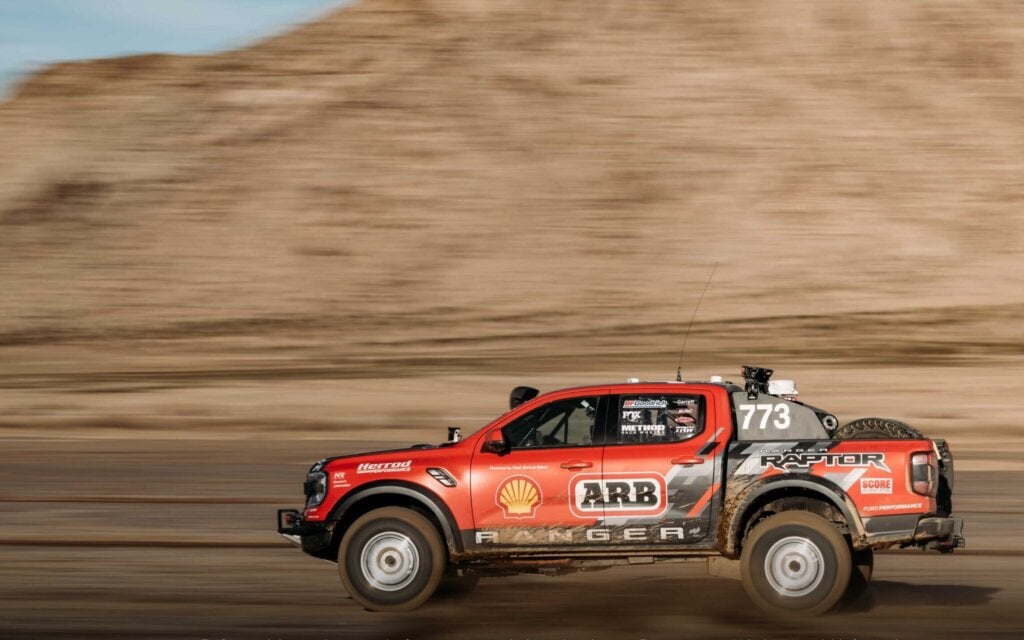 Ford Ranger Raptor Baja racer side view driving