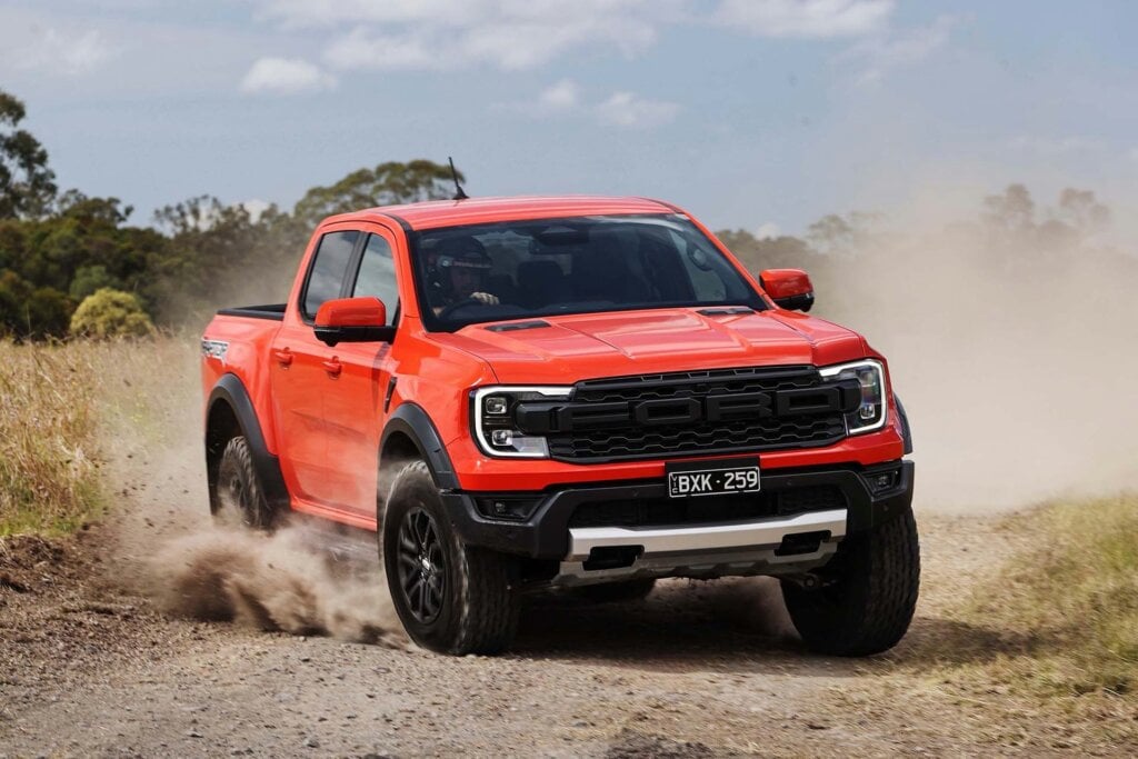 2022 Ford Ranger Raptor kicking up dirt