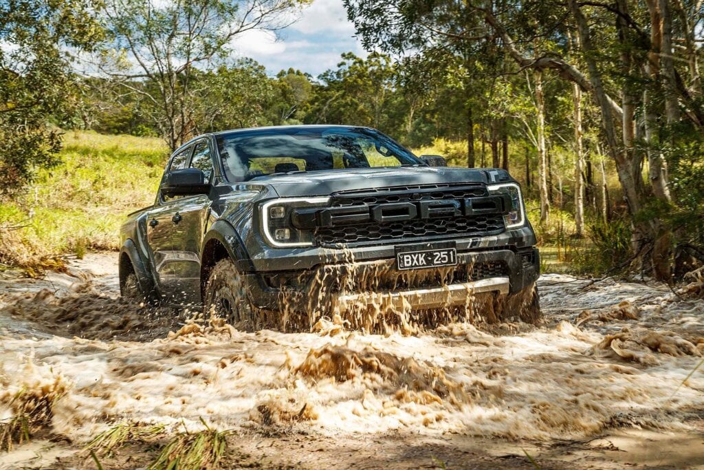 2022 Ford Ranger Raptor wading through river