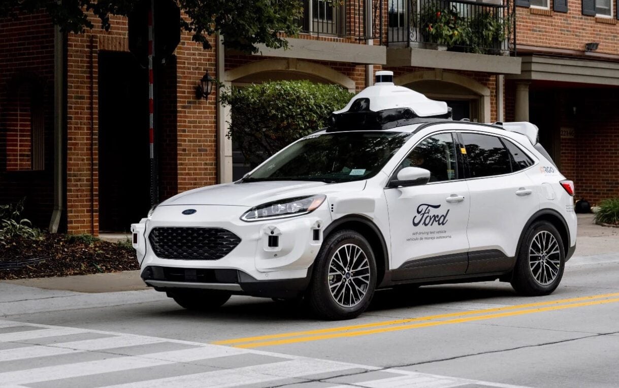 Autonomous driving Ford Escape front three quarter view