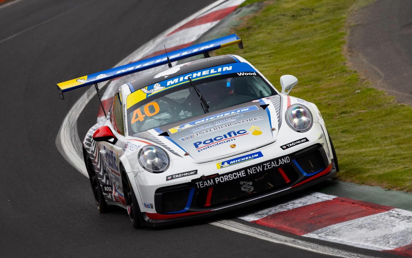 Porsche 911 991.2 race car front view on track