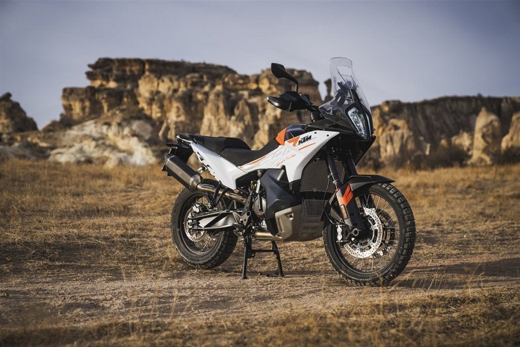 KTM 790 Adventure in front of mountains