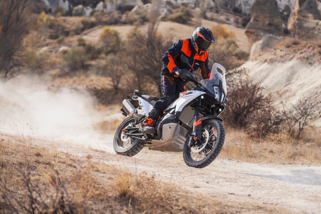 KTM 790 Adventure kicking up dust