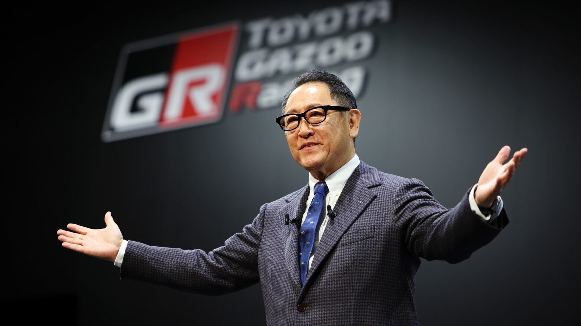 Akio Toyoda presenting