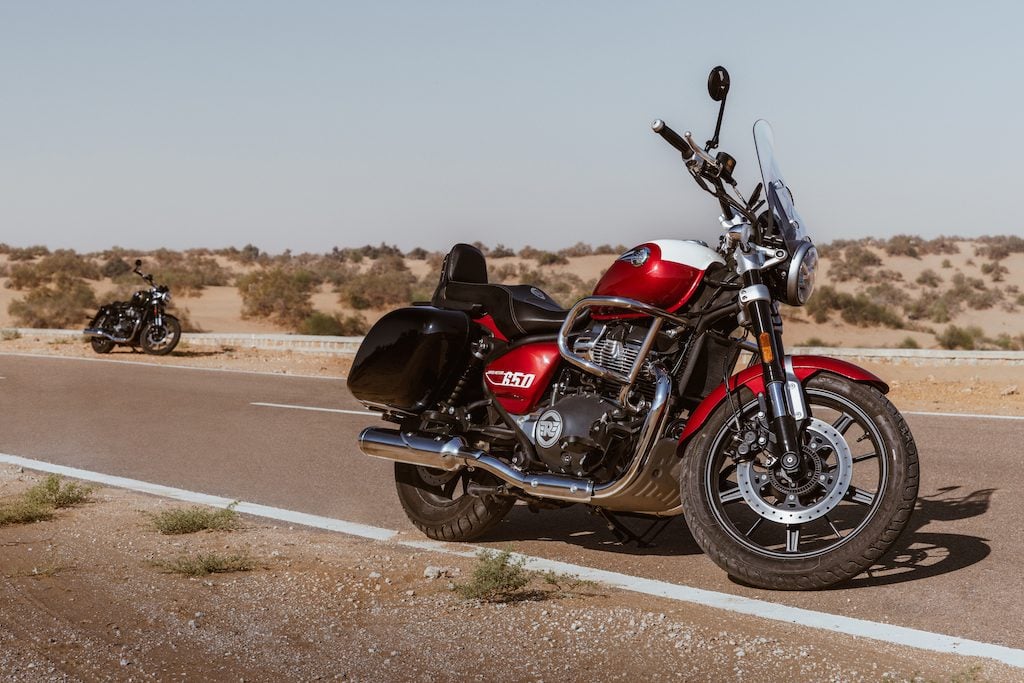 Royal Enfield Super Meteor 650 on side of road