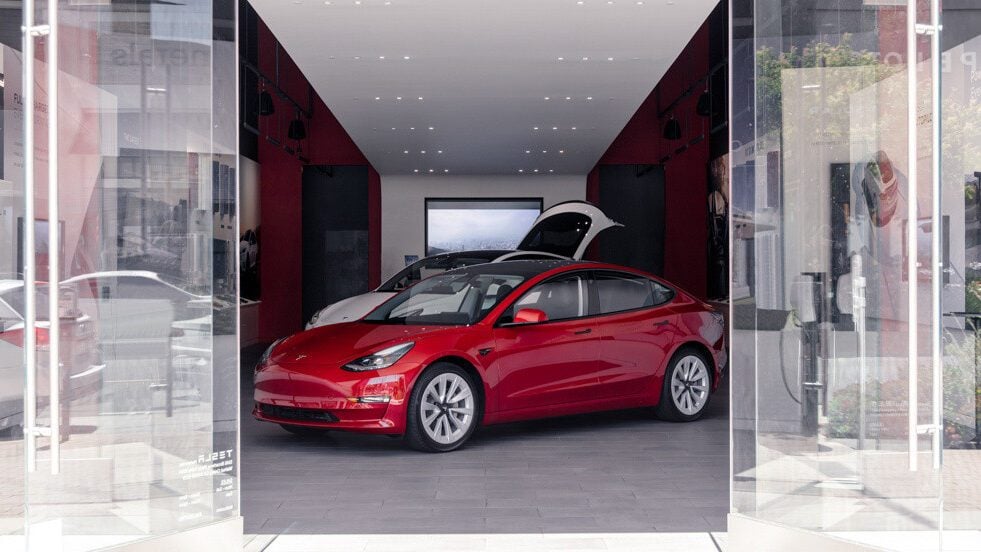 Tesla Model 3 in store