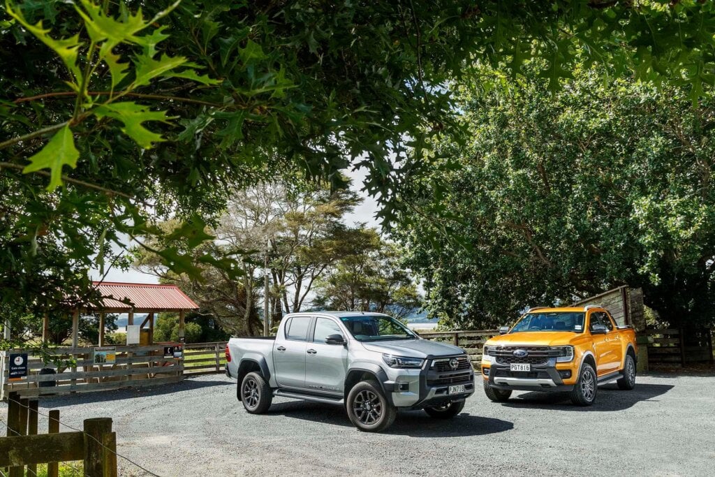 Ford Ranger Wildtrak vs Toyota Hilux SR5 Cruisernwide front static