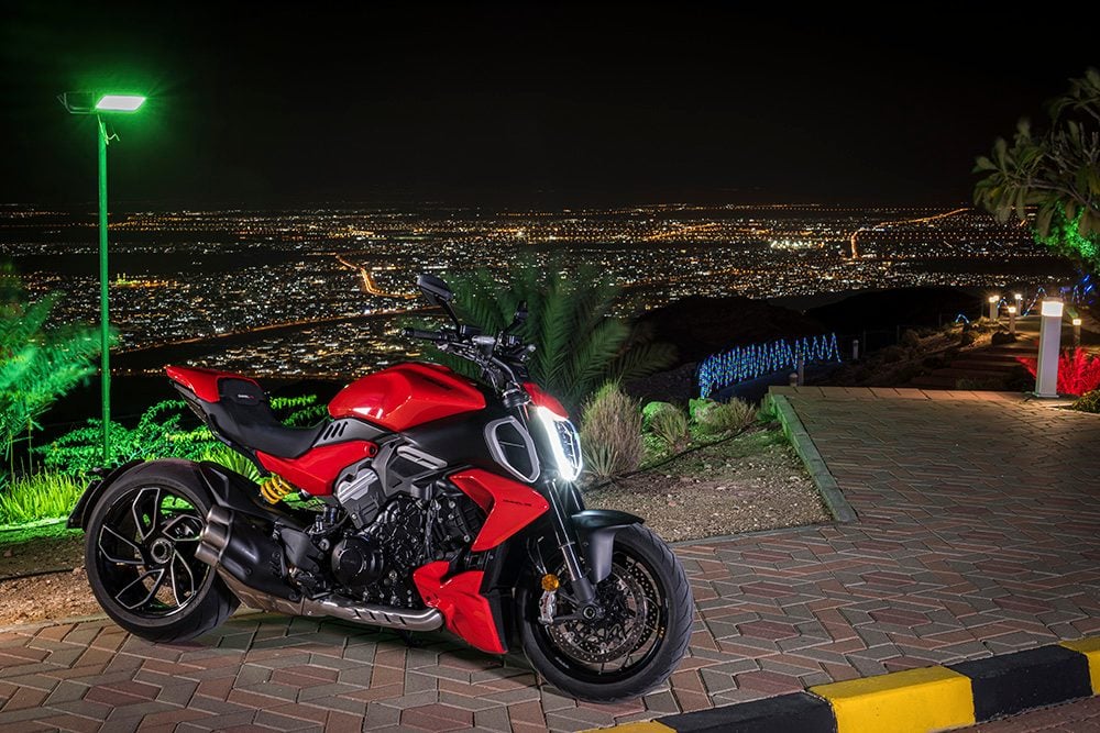 Ducati Diavel at night