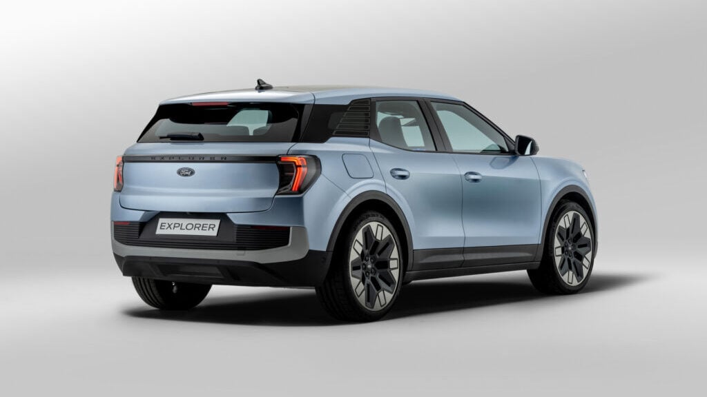 Electric Ford Explorer rear three quarter view