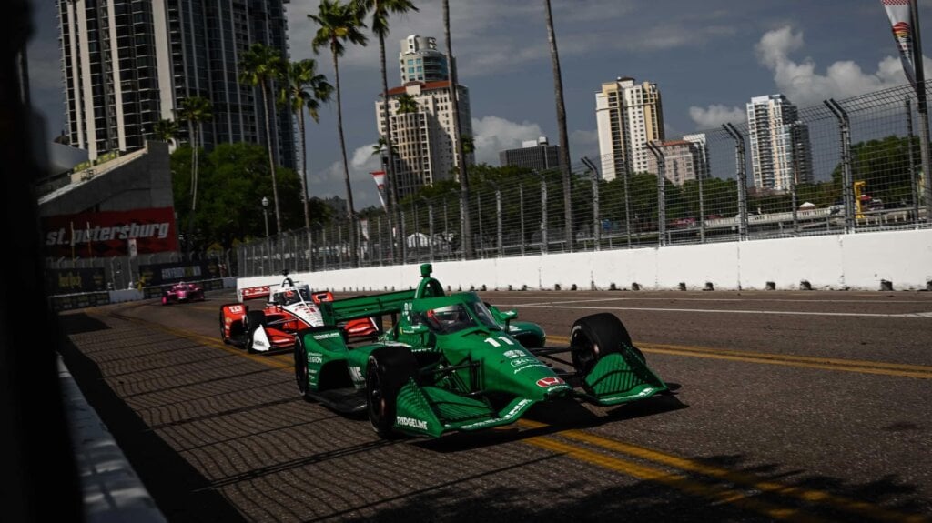 Marcus Armstrong racing at IndyCar St Petersburg 2023