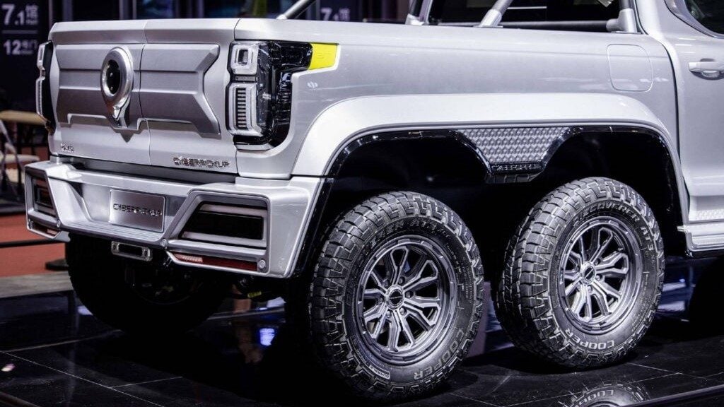 Great Wall Motor CyberP!ckup six-wheel ute rear close up view