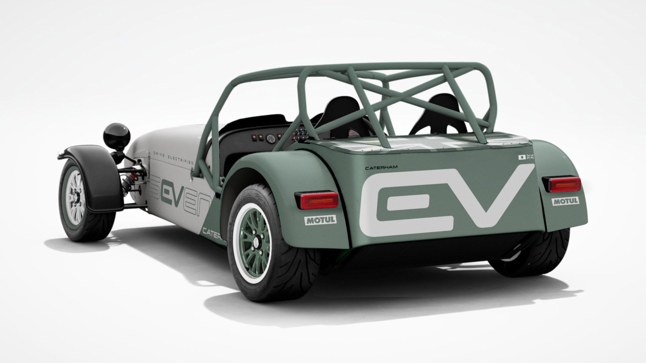 Caterham EV Seven rear three quarter view
