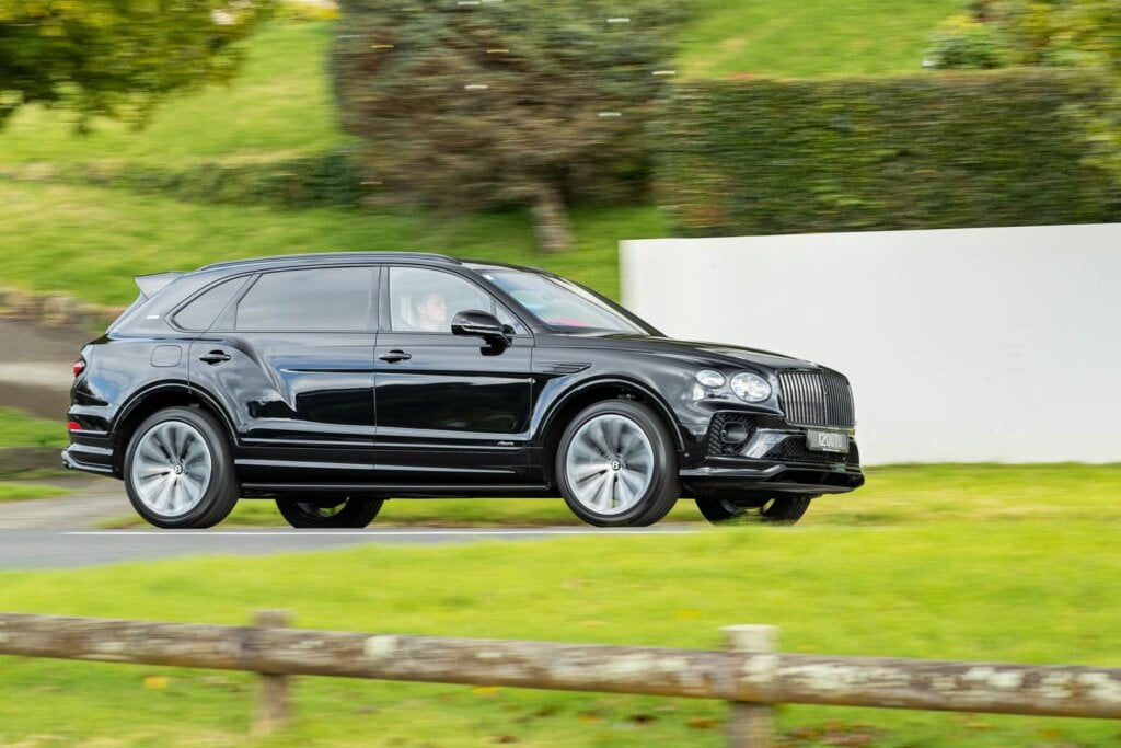 Black Bentley Bentayga action shot