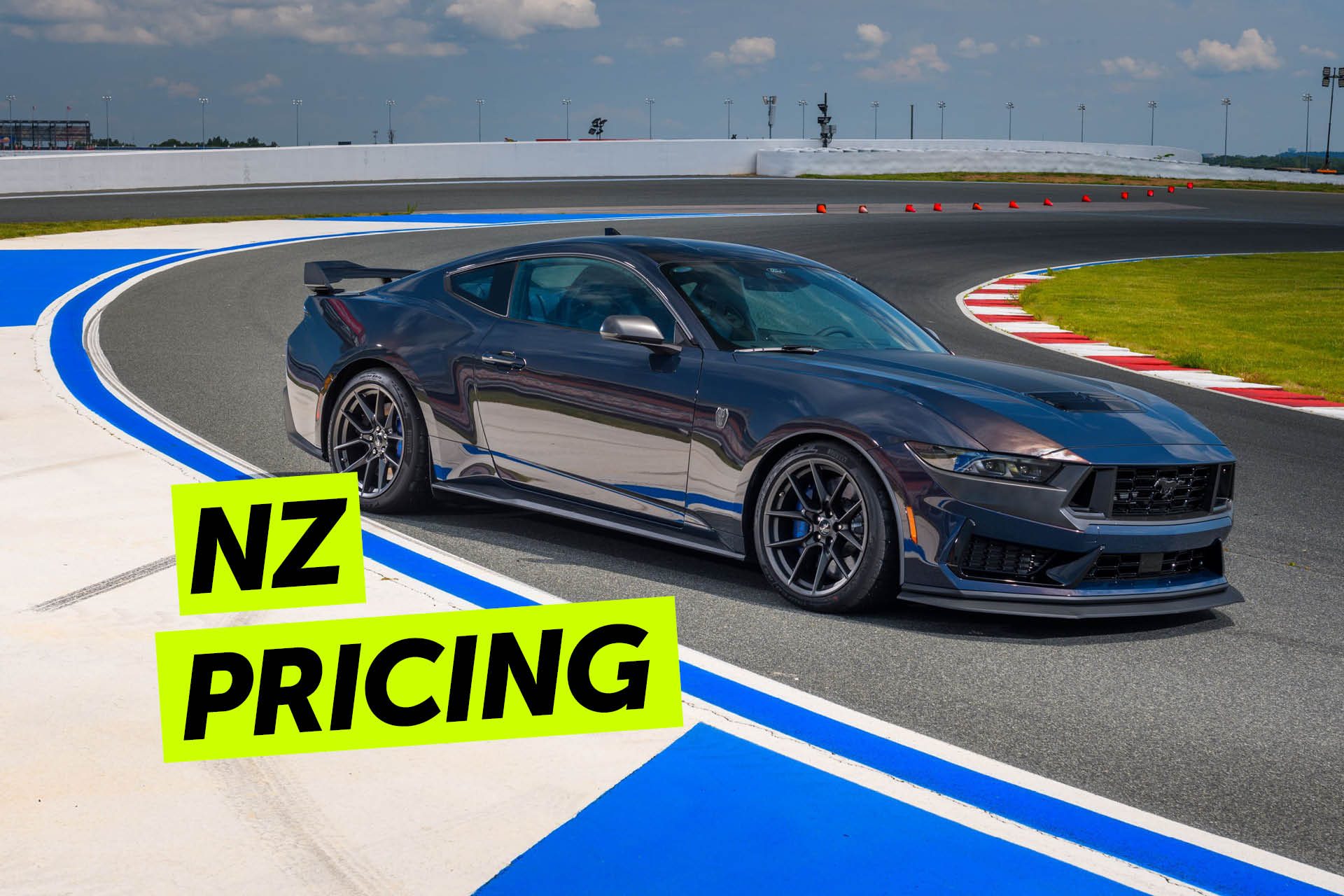 Ford Mustang Dark Horse parked on track