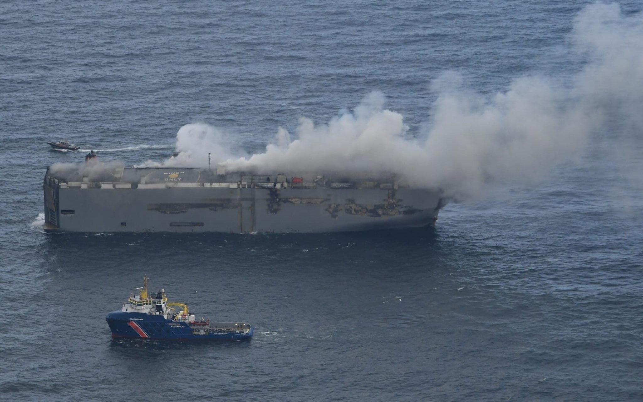 Freemantle Highway car carrier ship on fire