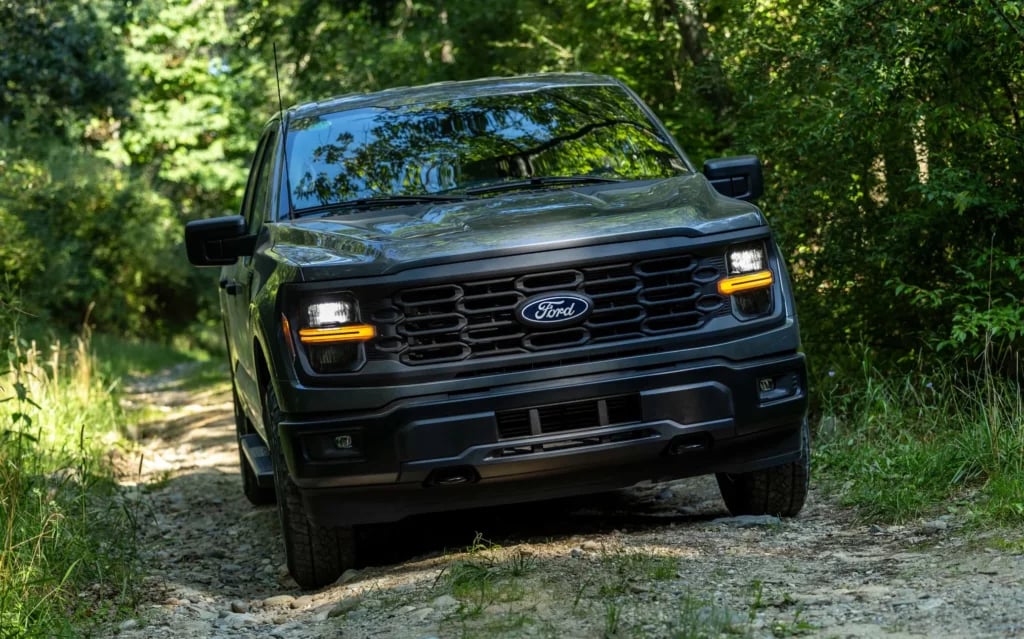 2024 Ford F-150 STX driving through trees