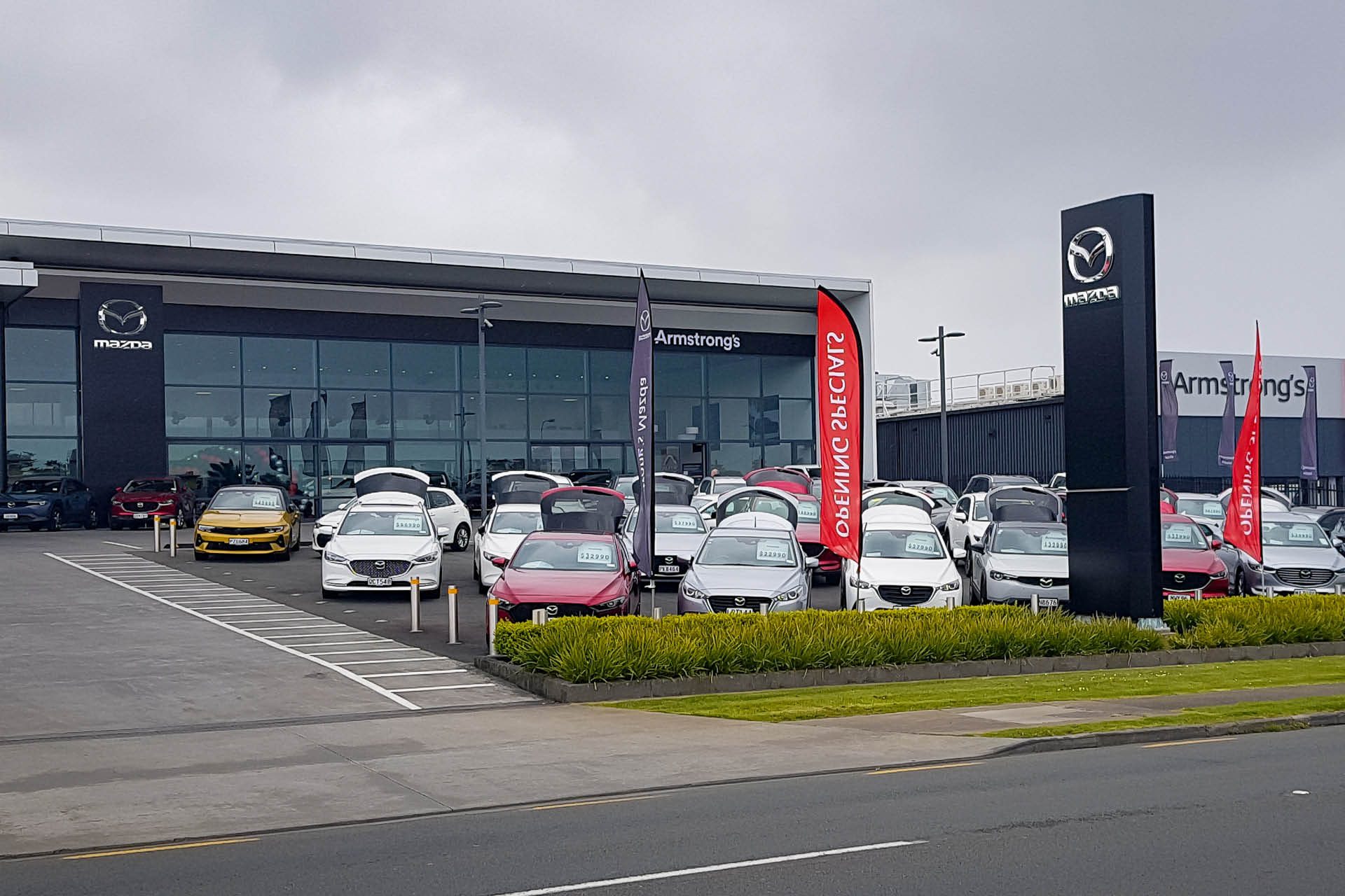 Armstrong's Mazda East Auckland on cloudy day