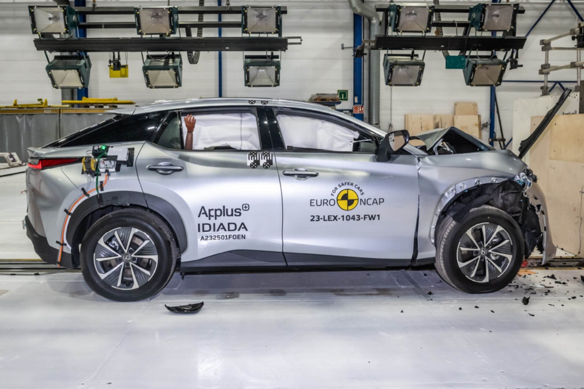 Lexus RZ crash testing side view