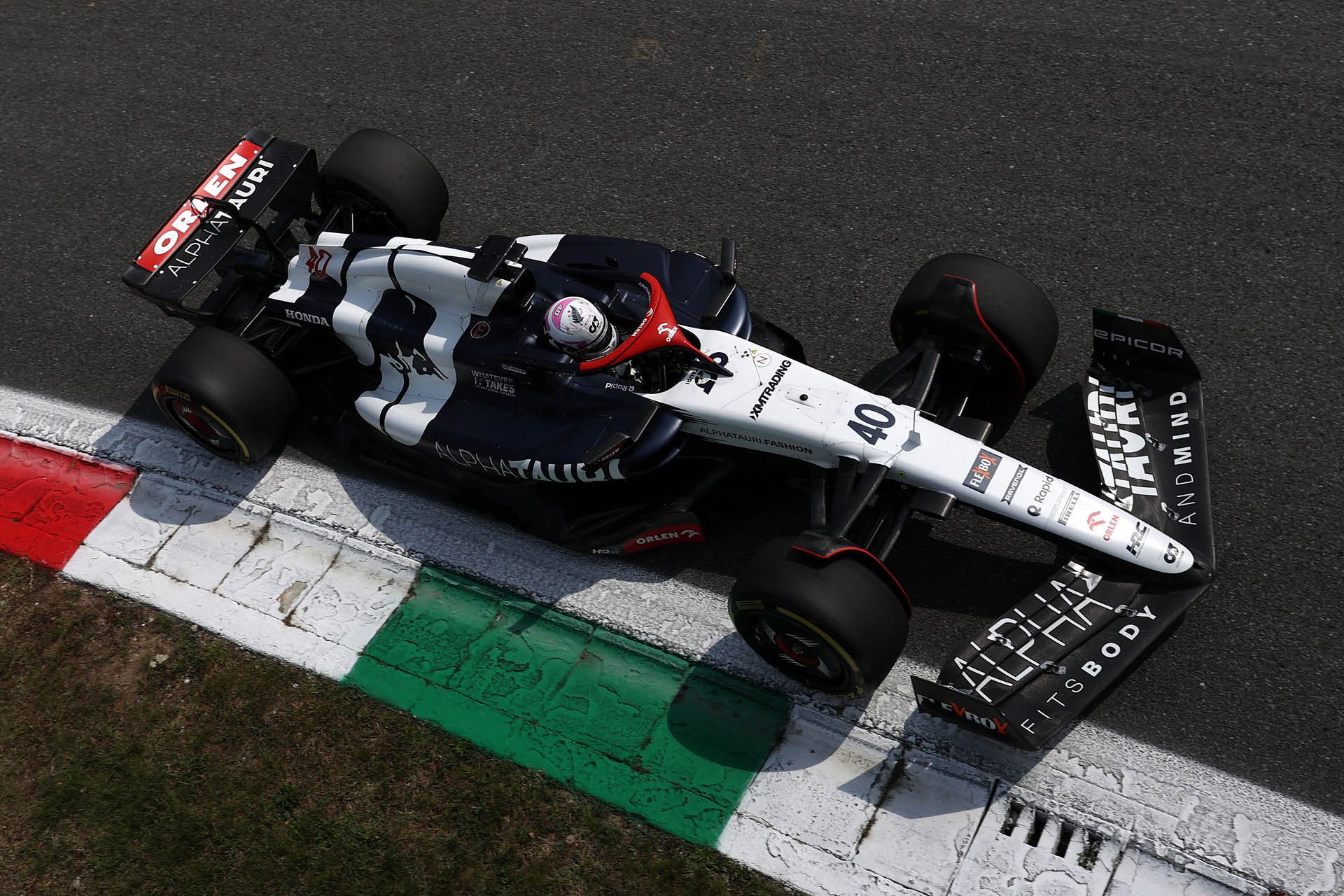 Liam Lawson racing Formula 1 car at Italian GP