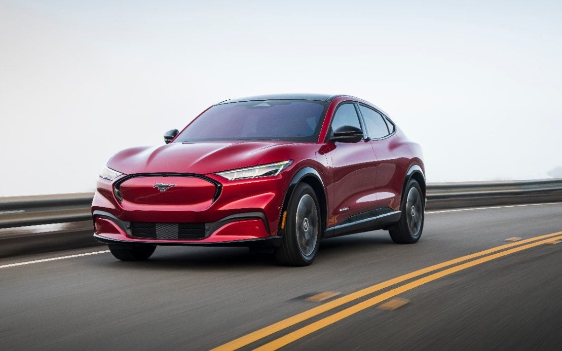 Ford Mustang Mach-E driving on road