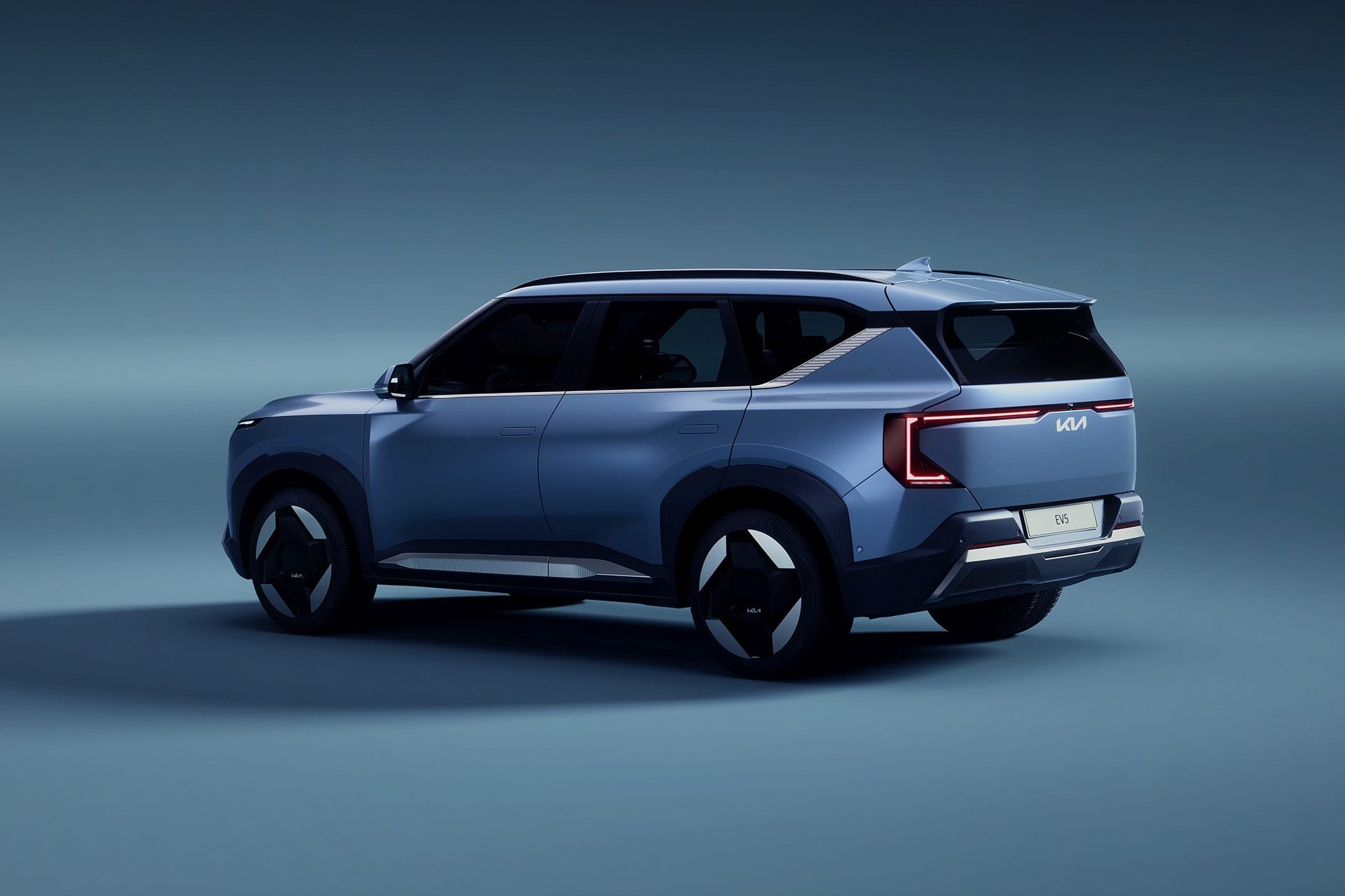 Kia EV5 rear three quarter view