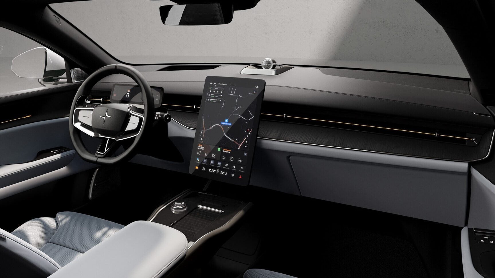 Polestar 3 interior with portrait screen.