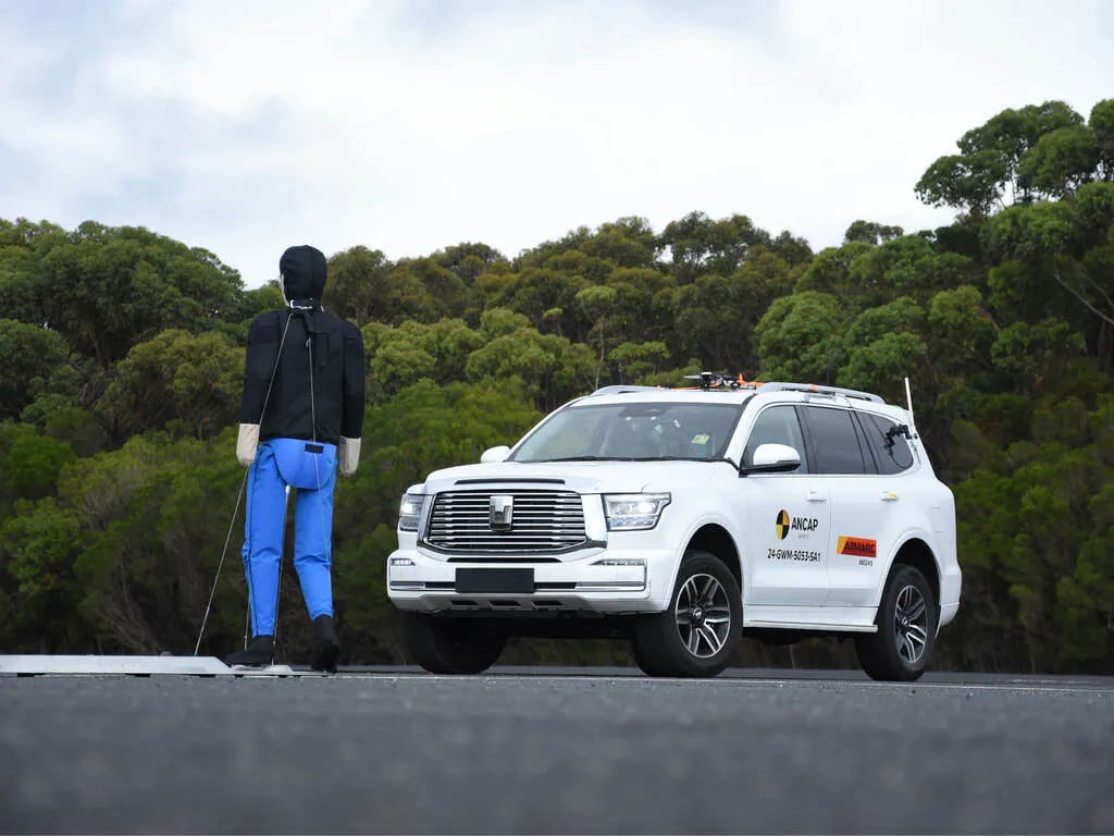 ANCAP test to determine if car brakes for pedestrian autonomously.