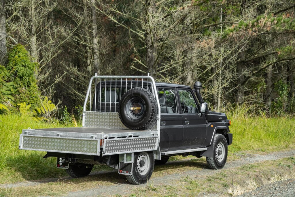 Folded down ute tray of the Toyota Land Cruiser 70 LT Double Cab