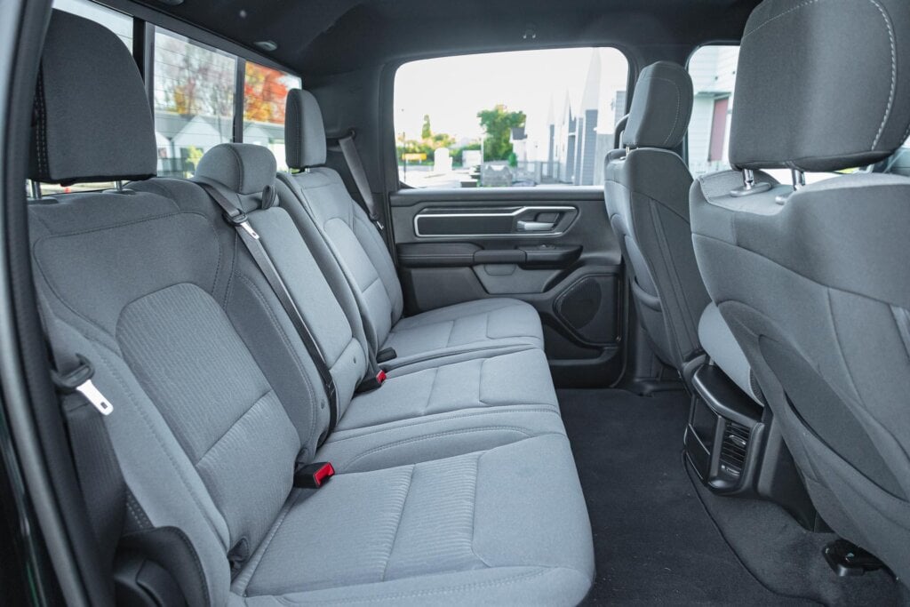 Wide interior rear seat view, inside the Ram 1500 Big Horn