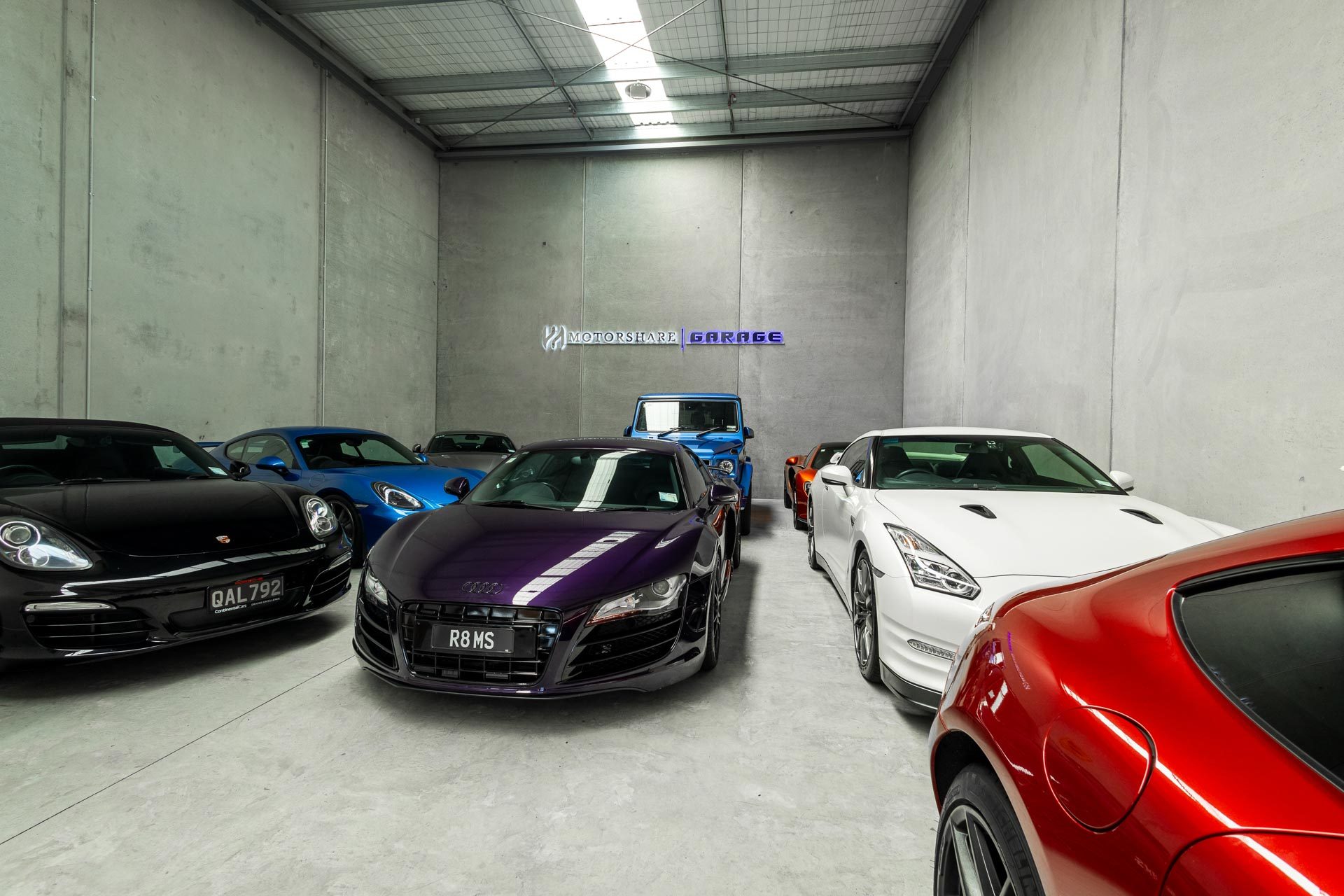 Motorshare's garage, filled with cars