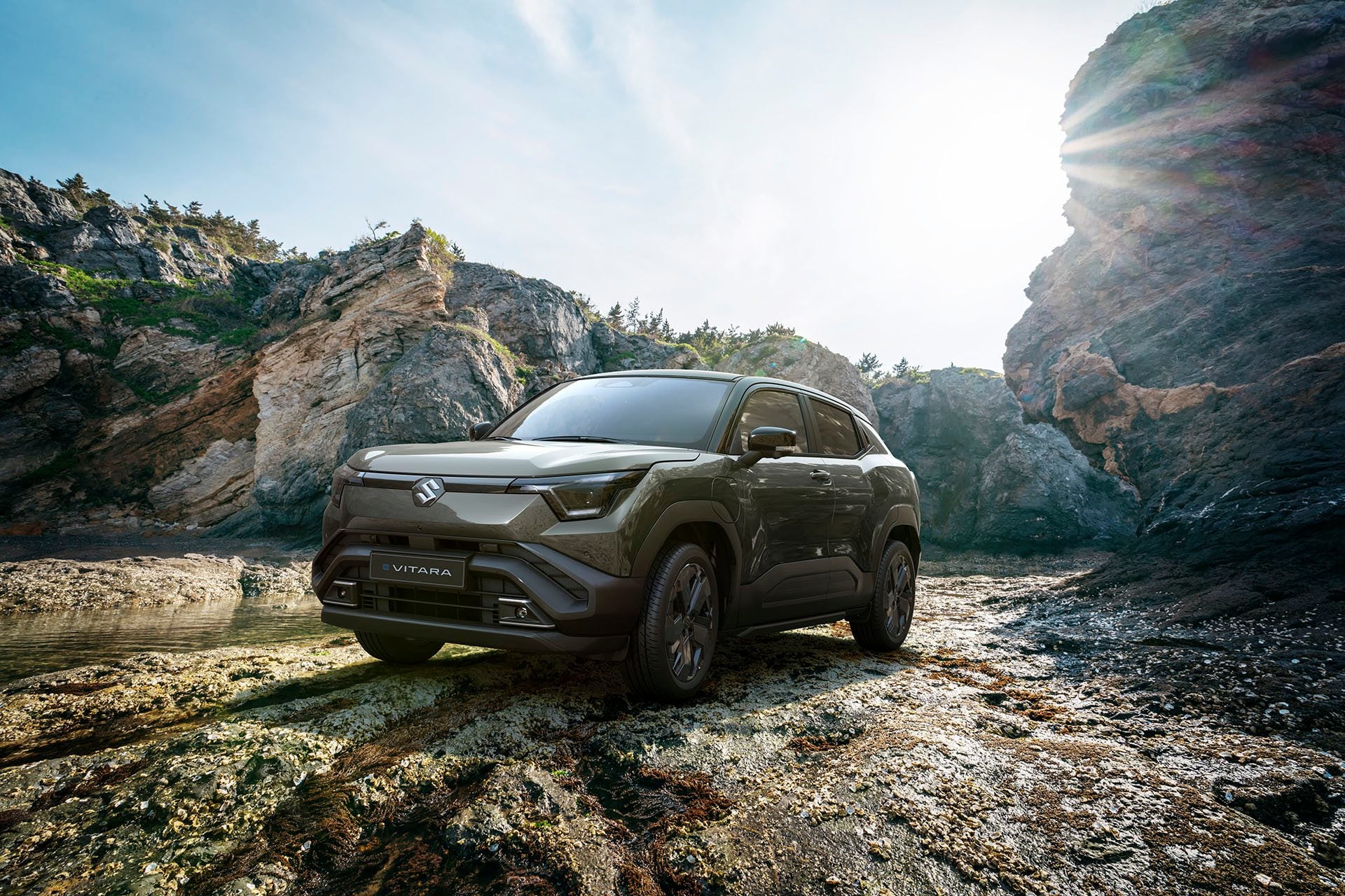 green e Vitara in natural surroundings