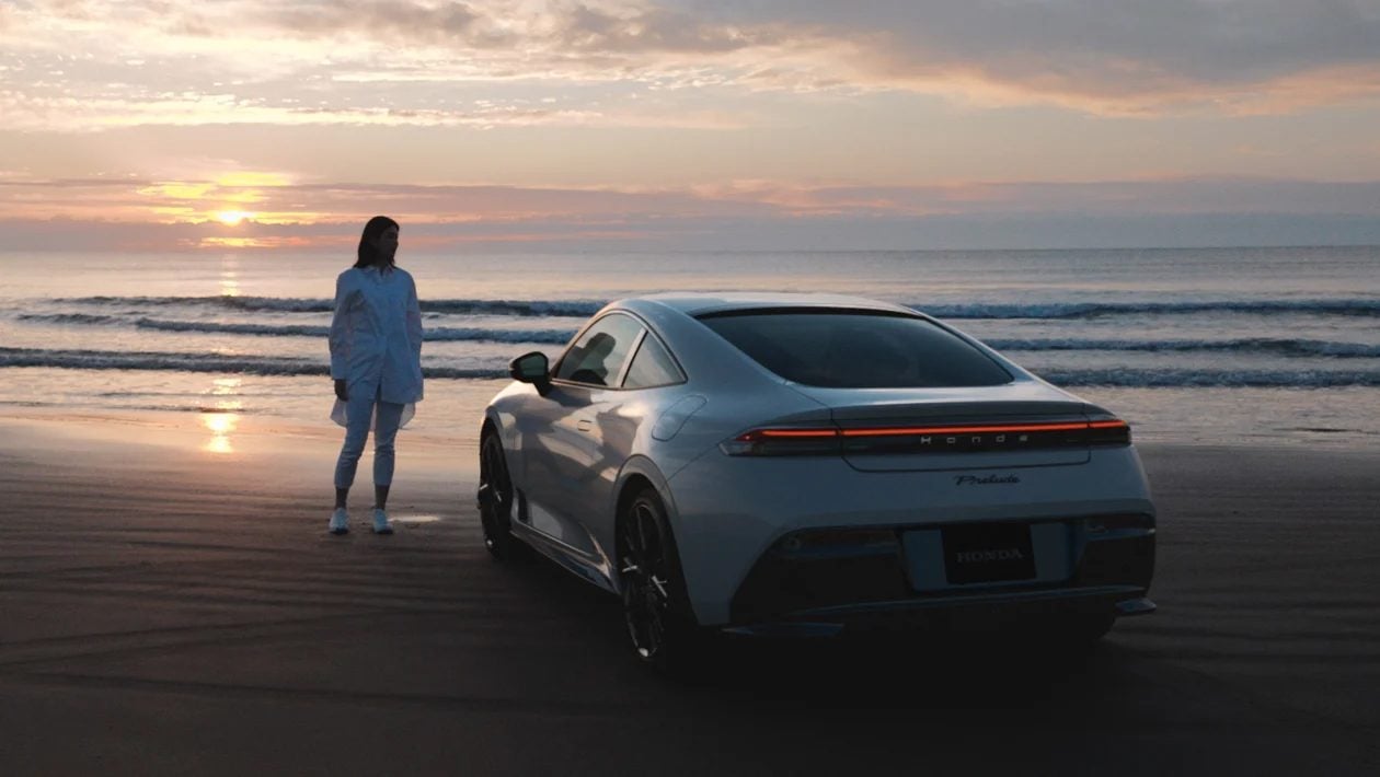 Dark moody shot of the new Prelude on the beach.