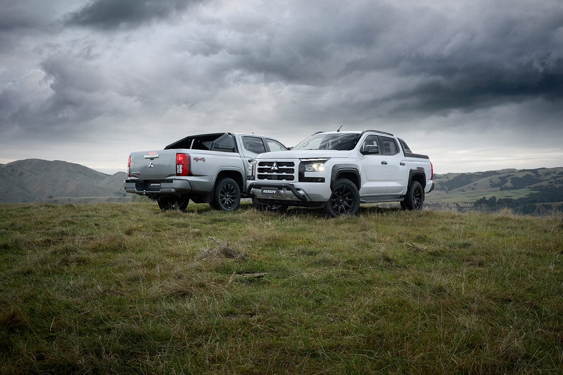 Tritons in a field under stormy skies