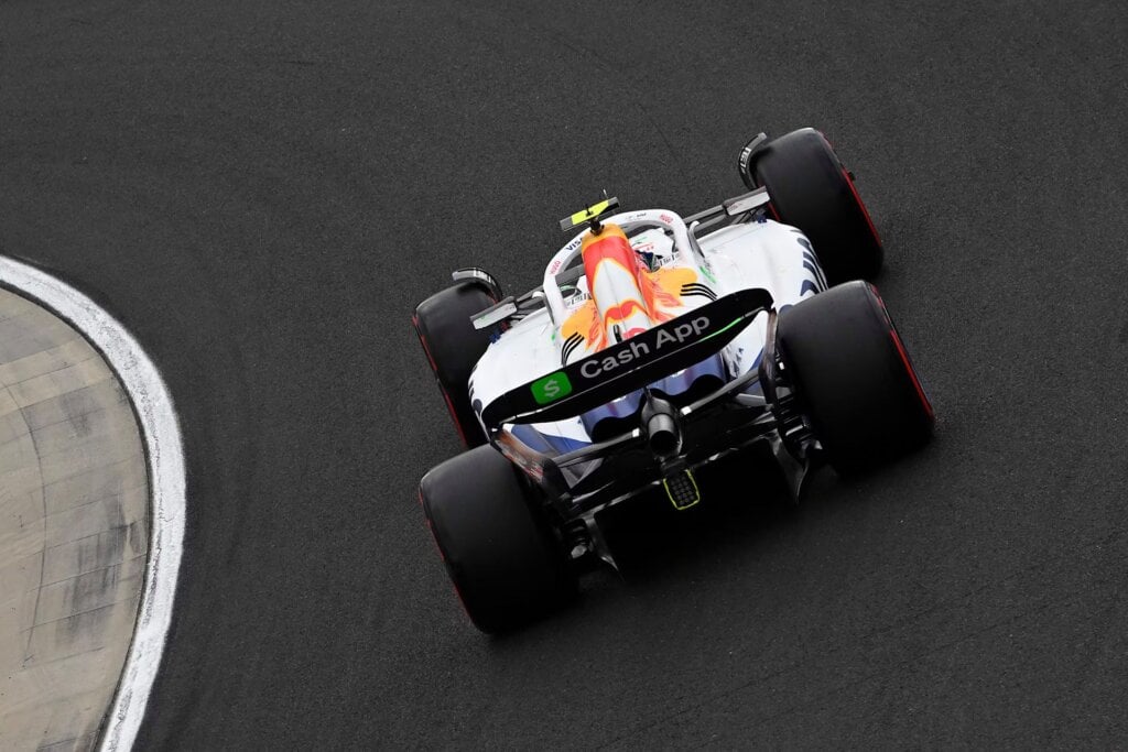 Lawson in action at the Hungarian GP.