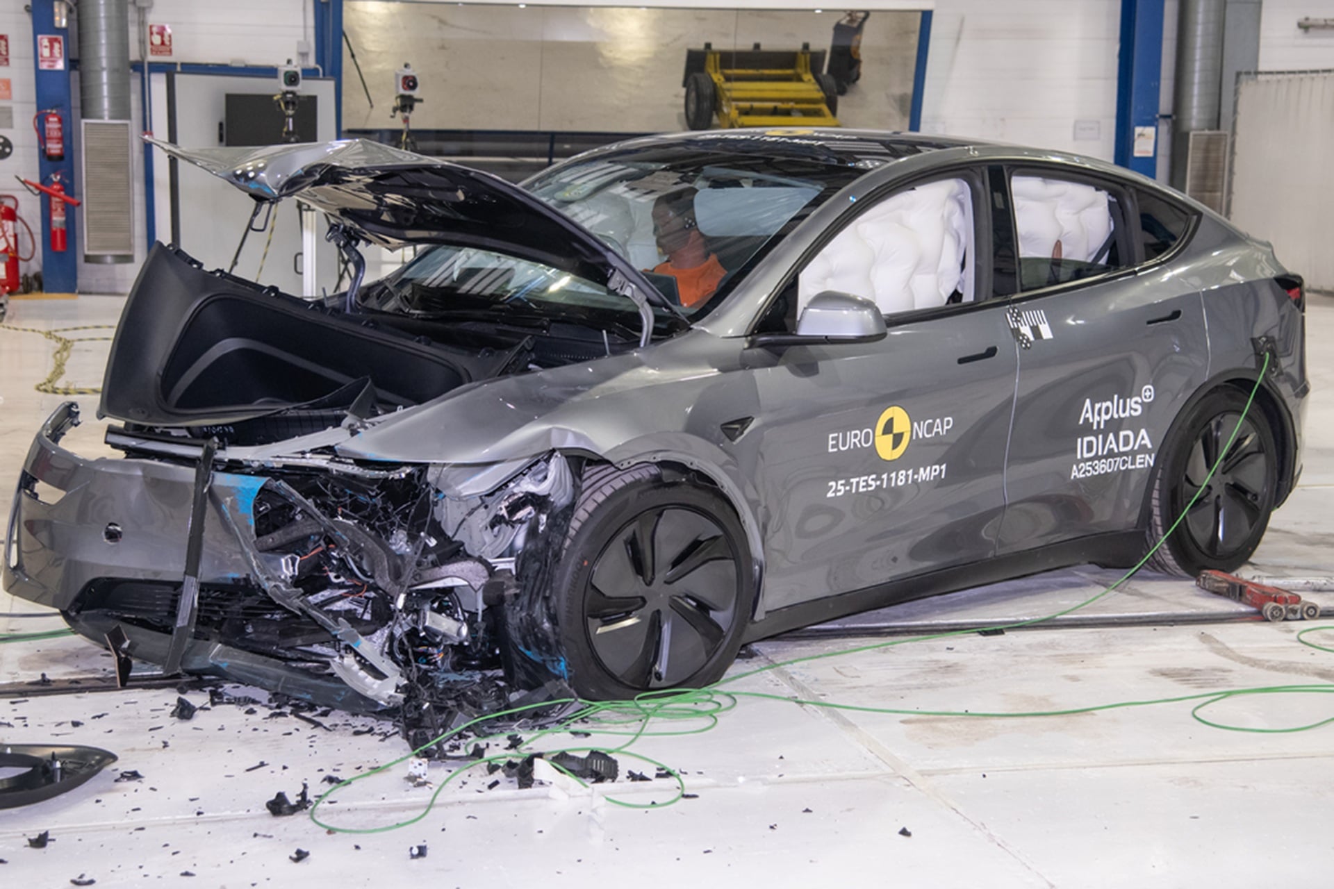 Gray Tesla crash