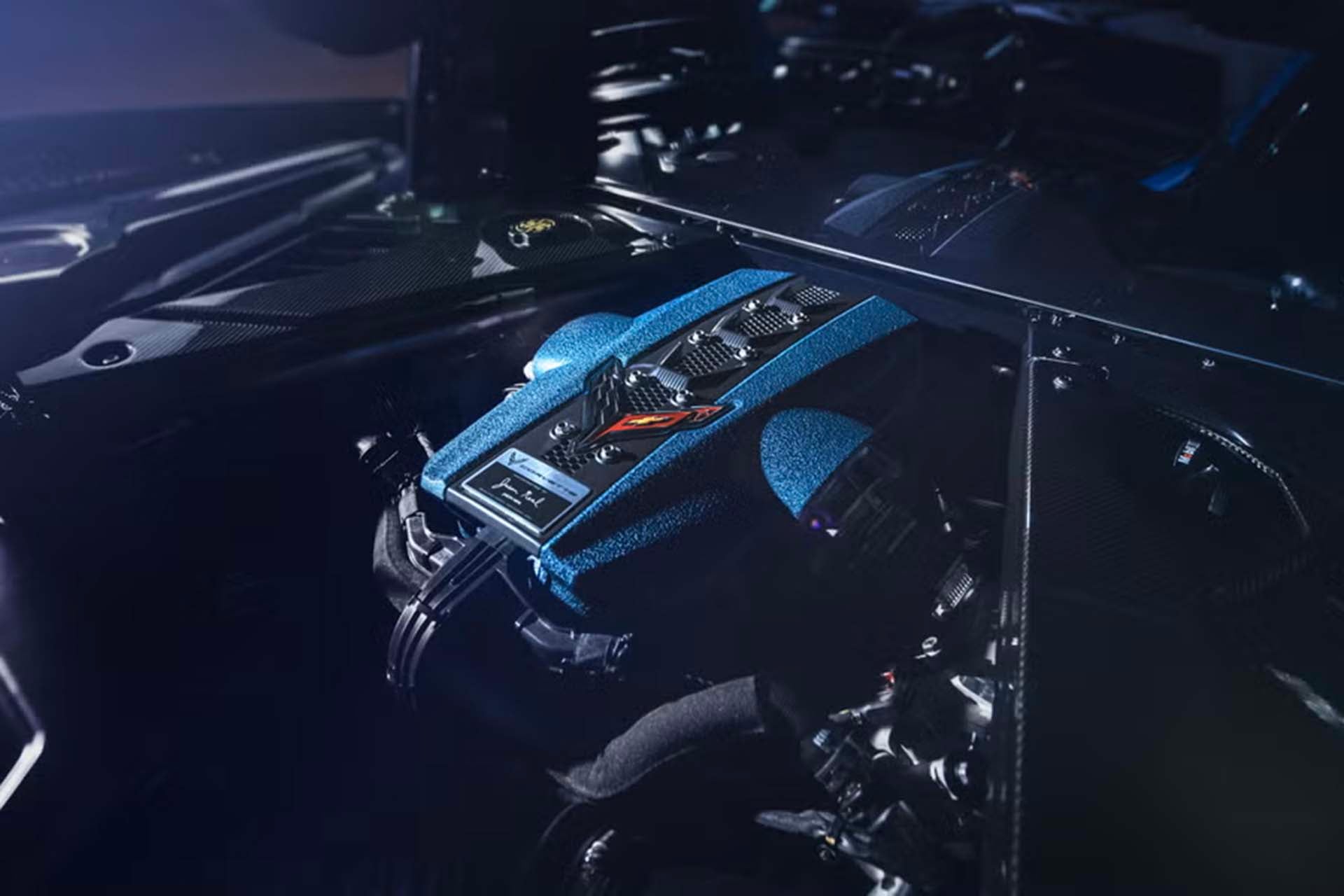 Corvette engine under glass cover